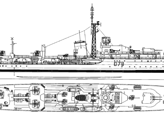 Эсминец HMS Cadiz D79 1946 [Destroyer] - чертежи, габариты, рисунки